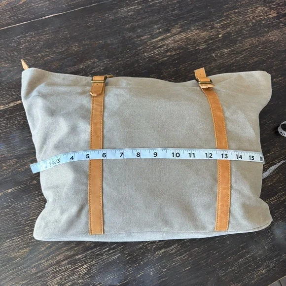 Hearth and Hand with Magnolia large  tan and grey canvas tote purse - Picture 5 of 13